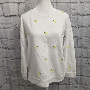 Talbots White Sweater with Lemon Motif Size Medium Petite